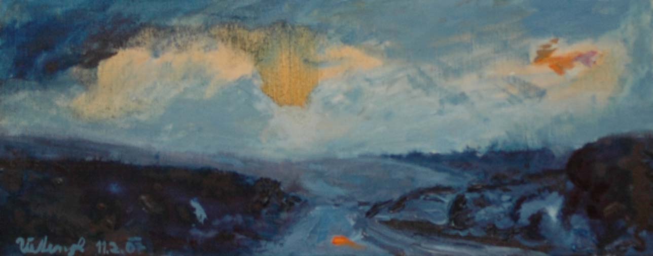 Modrý večer, 2007, olej na plátně, 20x50cm