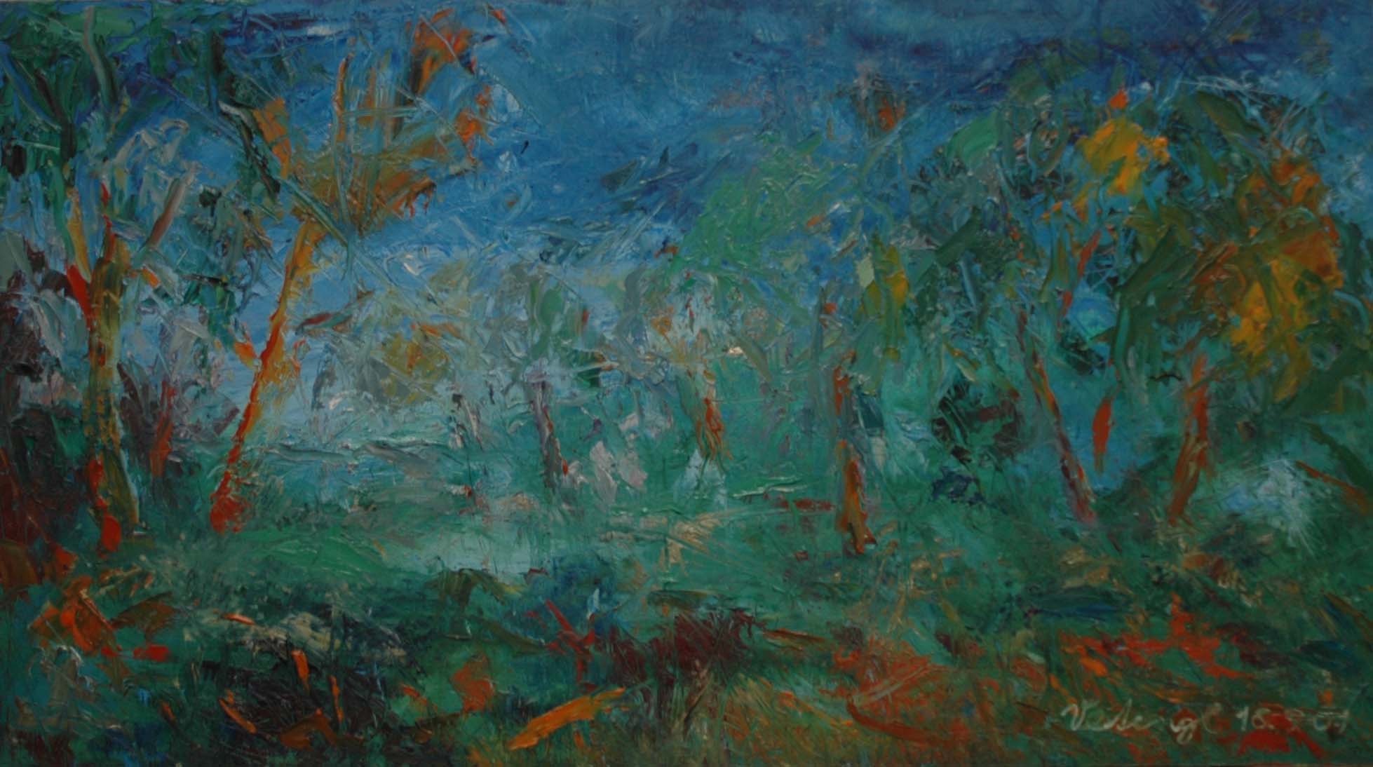 Viděl jsem, 2007, olej na dřevěné desce, 42x75cm