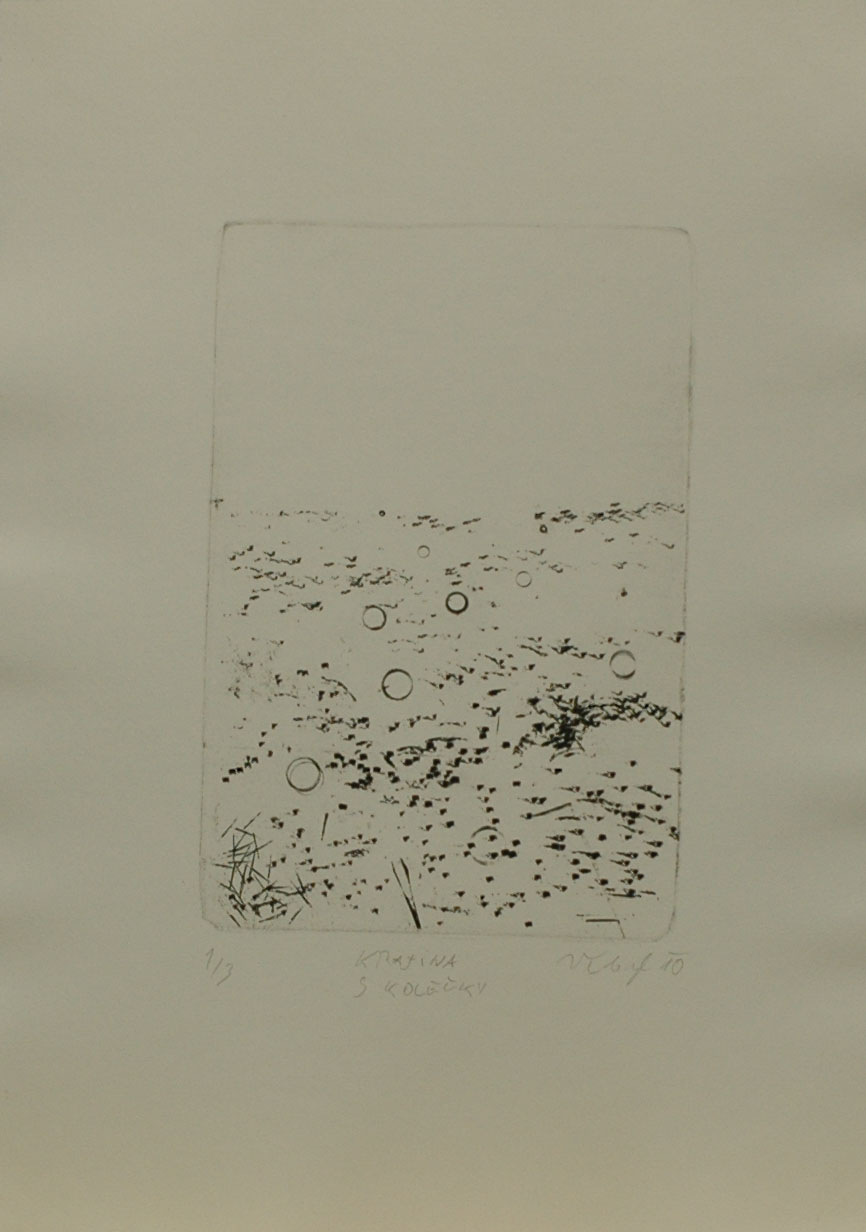 Krajina s kolečky, 2010, 35×24,5cm, Suchá jehla Náklad 3