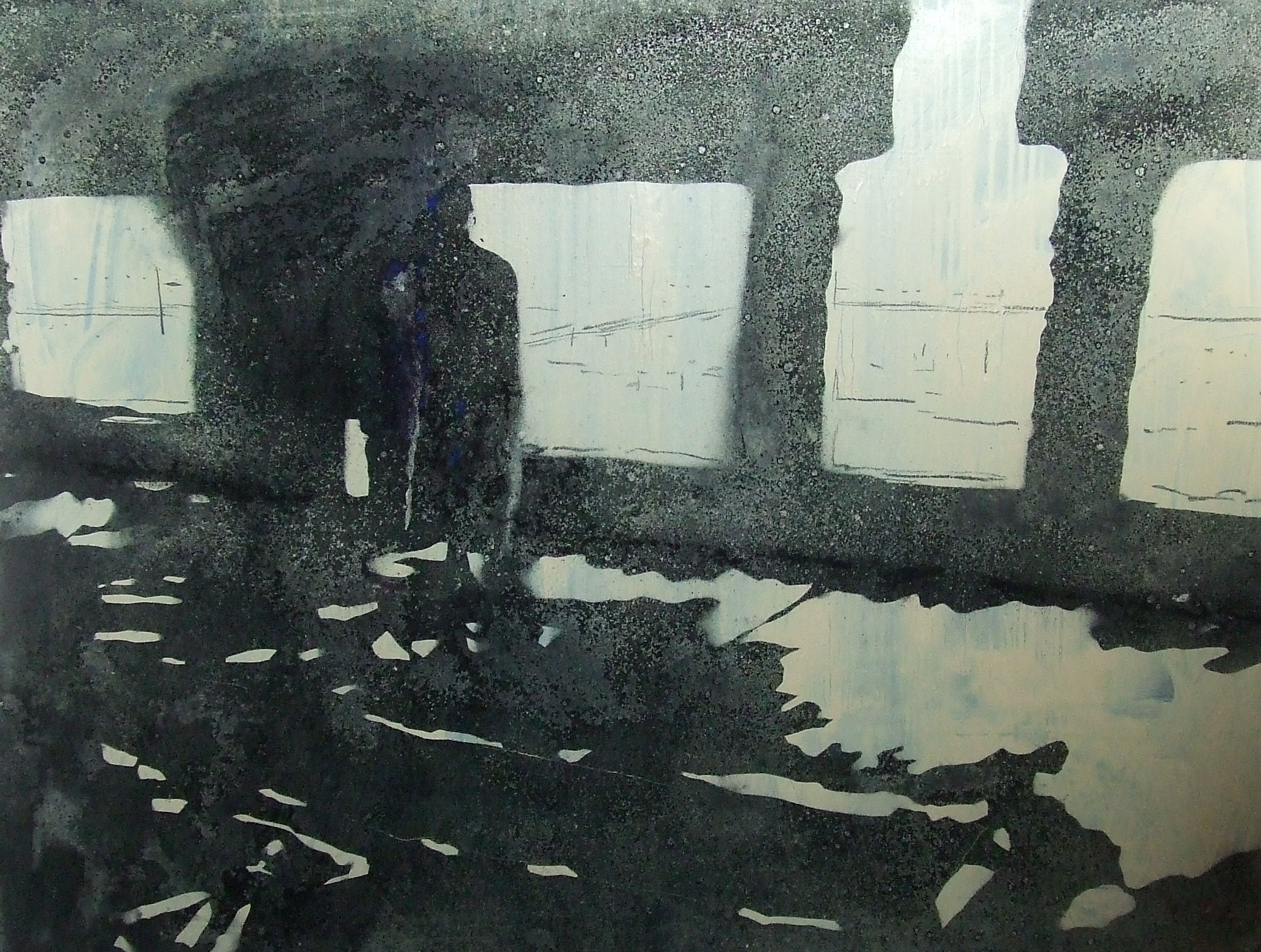 Pohled z koksovny, 2010, uhel, pigmenty a olej na plátně, 100x135cm