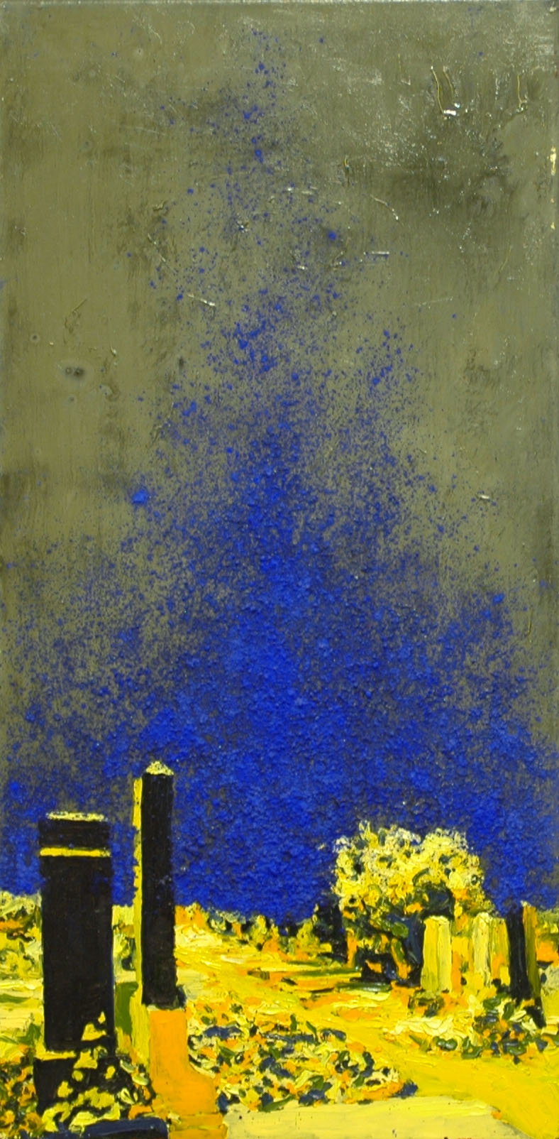 Žlutý hřbitov, 2011, olej a pigmenty na plátně, 80x40cm