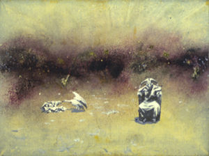 Souboj o mršinu, 2011, olej a pigmenty na plátně, 60x80cm