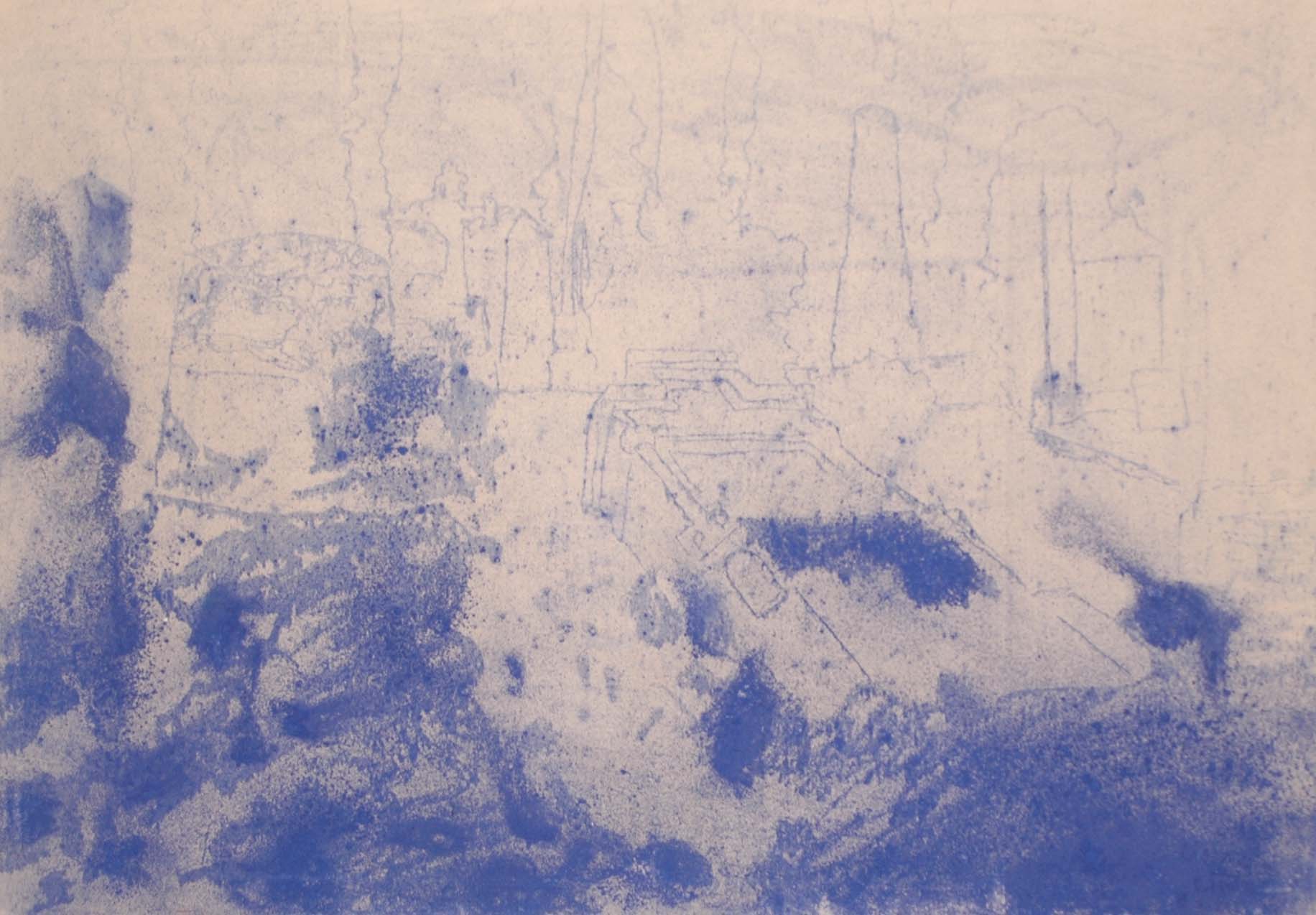 Hřbitov modře, 2011, pigment na papíře, 70x100cm