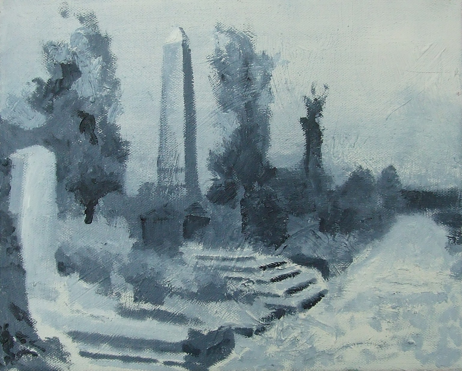 Olšanská jehla, 2011, olej na plátně, 20x30cm