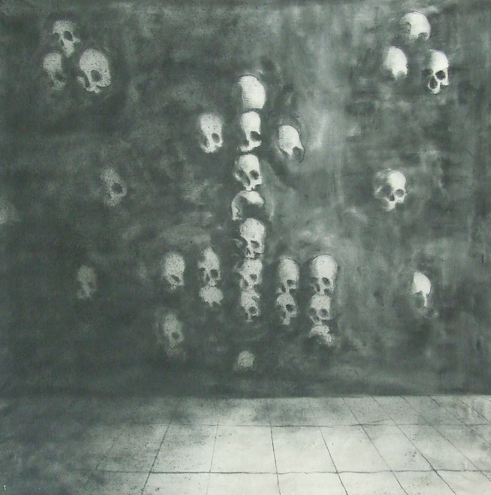 Oltář, 2011, uhel na plátně, 145x145cm