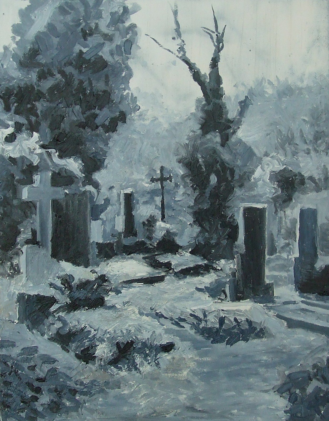 Plenér na Olšanech, 2011, olej na plátně, 50,5×40,5cm