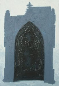 Pobořená hrobka, 2011, olej na dřevěné desce, 69,5×49,5cm