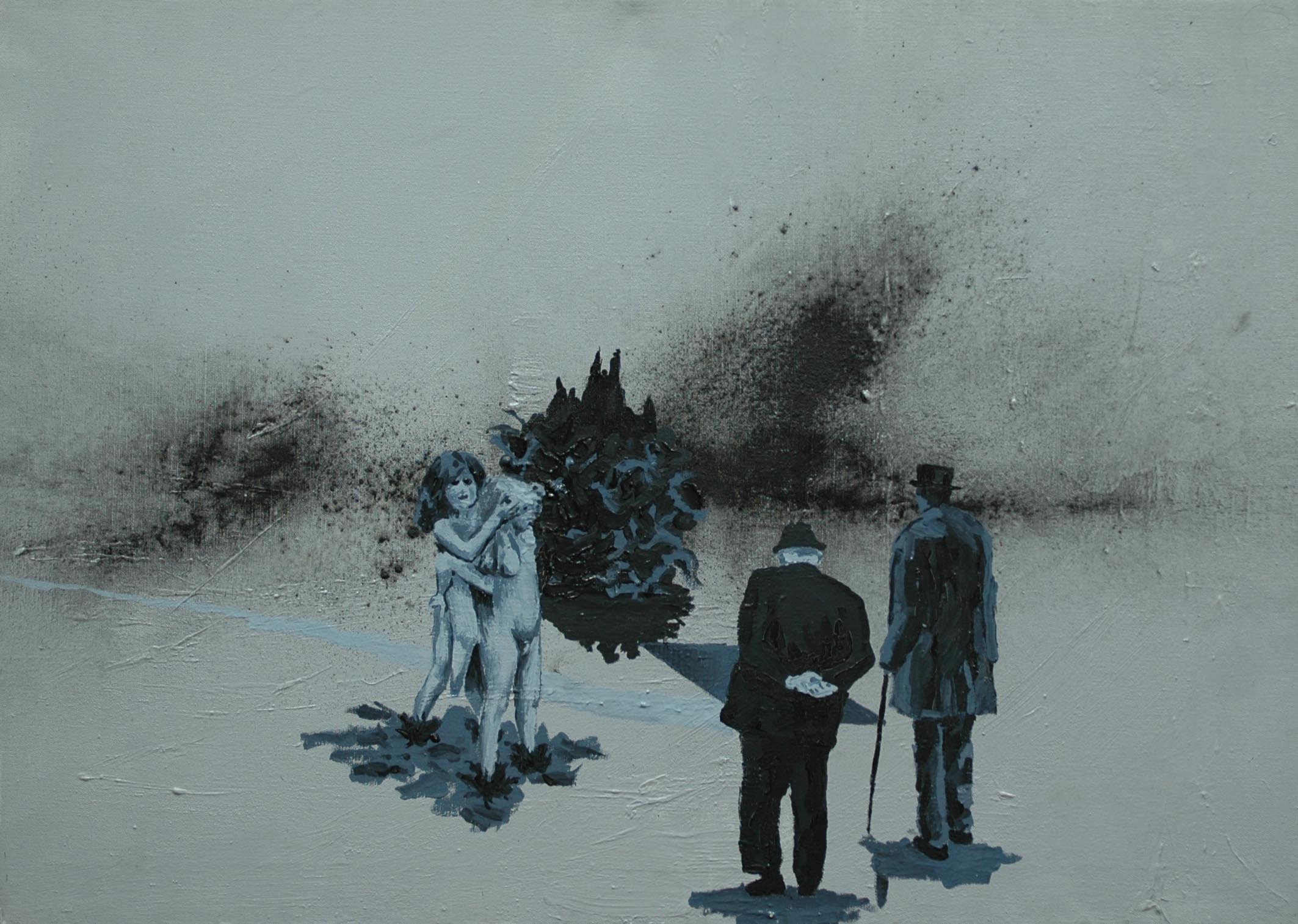 Podivní na procházce, 2013, olej, pigmenty a akryl na plátně, 50x70cm