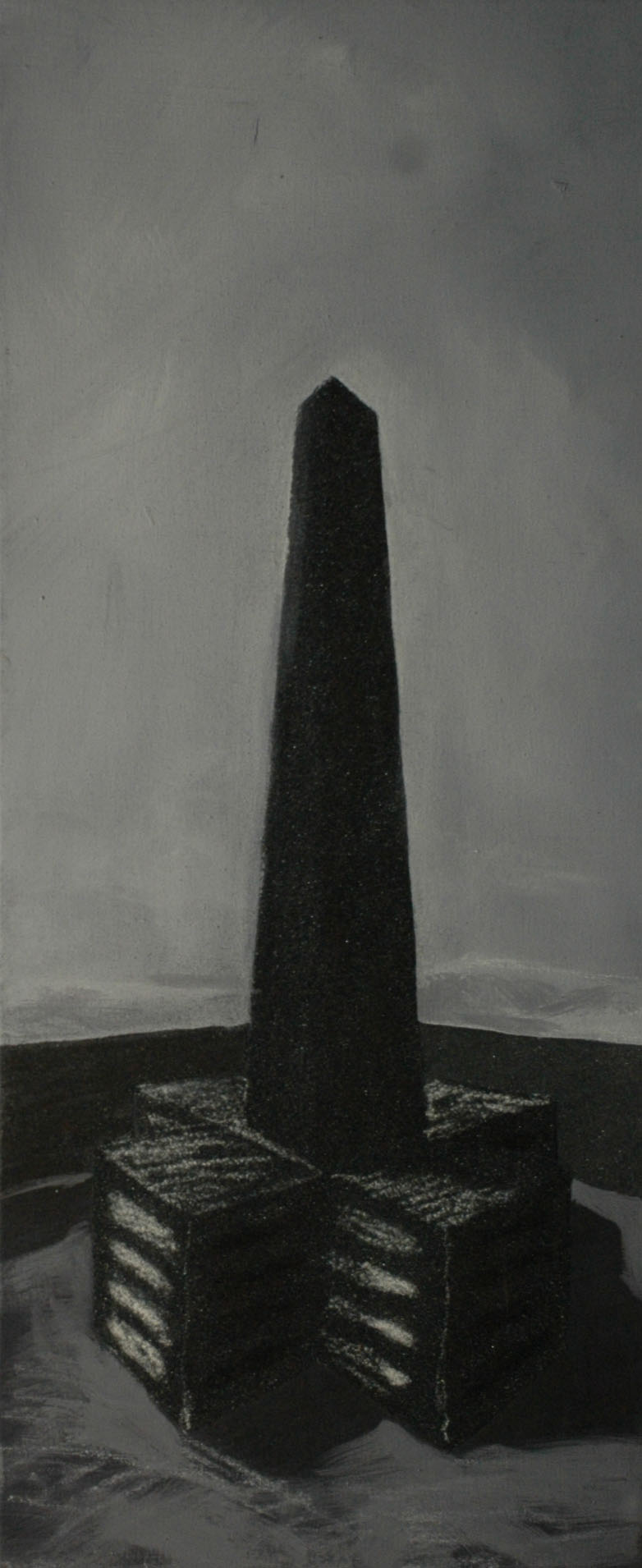 Vězeňská věž, 2013, uhel, pigmenty a akryl na plátně, 85×35,5cm